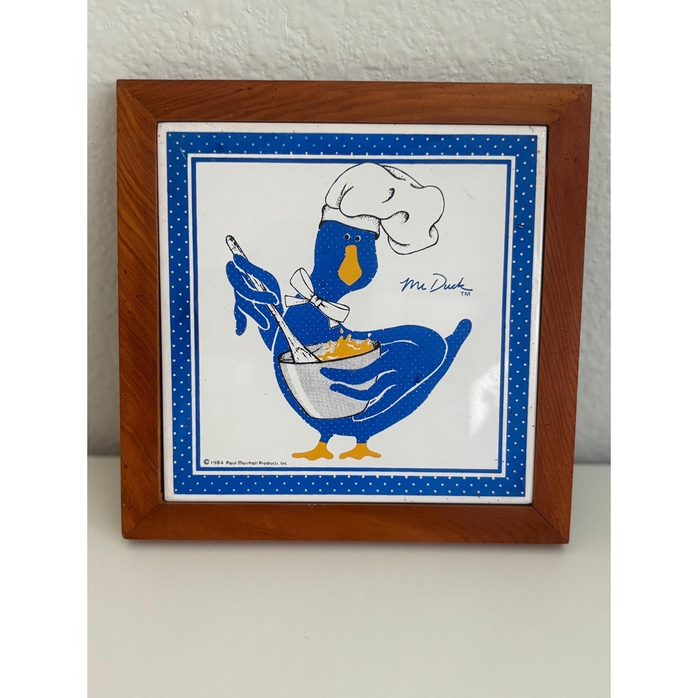 Vintage 1984 Mr. Duck Chef Ceramic Tile Wall Art